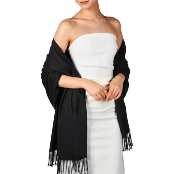 Pashmina Shawl Wraps for Women Black - Picture 1 of 6